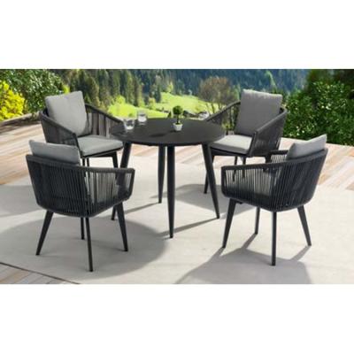 China Outdoor Rattan Weaved Dining Table Set Chairs with Modern Design and Durability for sale