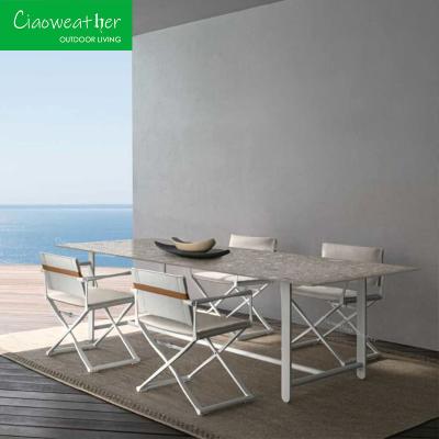 Chine Meubles de patio extérieur Chaise en aluminium avec table extensible et cadre métallique pliable à vendre