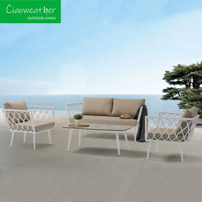 China Modern Style  Aluminum Metal Outdoor Patio Furniture Garden Lounge Sofa Set for sale