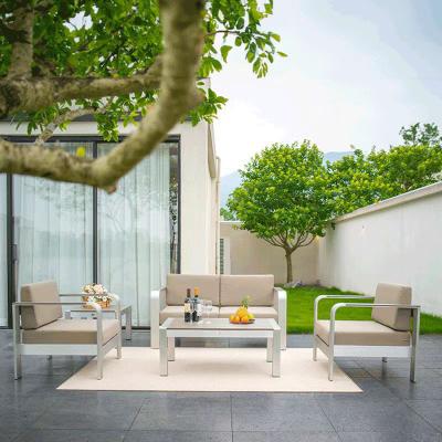 China Hand Woven Garden Aluminum Sofa Set Modern Outdoor Furniture with Outdoor Foam Cushion and Water-Resistant Fabric for sale