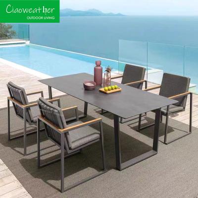 China Outdoor Furniture Patio Aluminium Dining Chair Waterproof Fabric Mesh Hotel Garden Chairs for Hotel Restaurant for sale