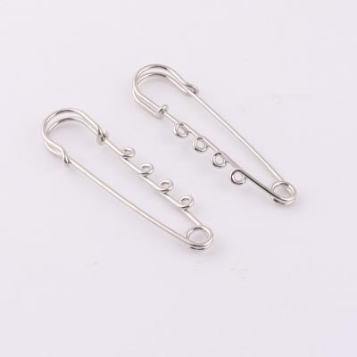 China Hot Sale 2.5 Inch 4 Buckles Metal Garment Safety Pin Knit Safety Pin Brooch Finding Safety Pin For Charms for sale