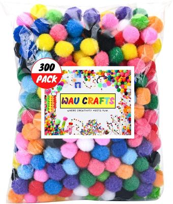 China DIY crafts kids arts projects diy pom pom balls 1 inch assorted multicolored pom poms 300 per pieces for crafts making hobby deliveries for sale