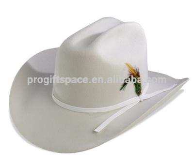 China 2018 wholesale fashionable white man wool felt style character china supplier crazy cowboy hats with feather made in china for sale