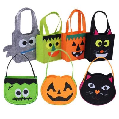 China Amazon New Reusable Custom Trick Or Treat Porcelain Kids Baby Shower Promotion Birthday Party Gift Felt Halloween Candy Bag for sale