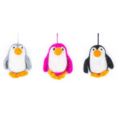 China New Christmas Decoration Holiday Decor Hanging Baby Penguin Colorful Needle Felt Christmas Tree Decoration Ornaments for sale