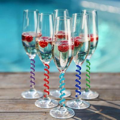 China Viable Colorful Plastic Markers Silicone Suction Wine Glass Funny Cute Charms For Cocktails Martini Champagne Flutes for sale