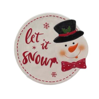 China Sustainable Snowman Merry Christmas Custom Cookie Dish In Eco - Friendly Ceramic Material for sale