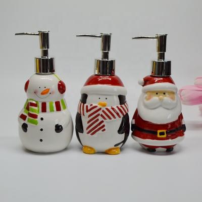 China Hand Painted Ceramic Foam Soap Dispenser Christmas 3D Soap Dispenser for sale