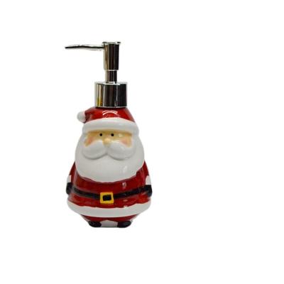 China Hand Painted Ceramic Foam Soap Dispenser Christmas Santa Claus Soap Dispenser for sale