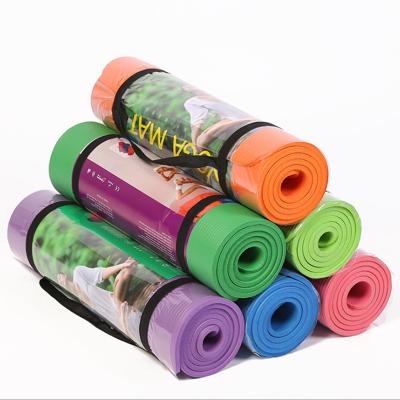 China Good Quality 10MM Anti-tear Multipurpose Extra Thick High Density Exercise Yoga Mat NBR Eco-Friendly Yoga Mat With Carrying Strap for sale