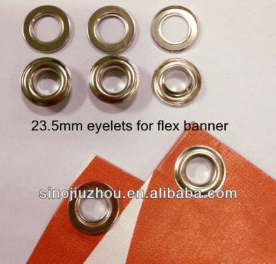 China 23.5*12.5*7mm Metal Iron Nickel Free Eyelets With Rolled Seal For Flex Banners for sale