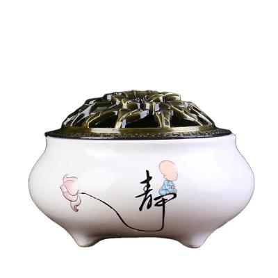 China New Design Chinese Incense Customize Incense Stick Holder Ceramic Painting High Quality Exquisite Home Portable Censer YIB001-3 for sale