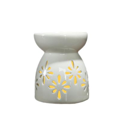 China New Customer Design Incense Oil Burner Wax Burner Chinese Exquisite Ceramic Tart Cast Iron Home Decor Fragrance Heater Candle Warmer Lamp YIB002-1 for sale