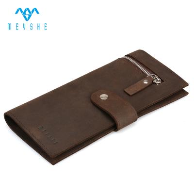 China Factory custom real leather rfid long pocket rfid men's wallet for sale