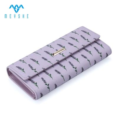 China Custom high quality purple rfid rfid sublimation zipper genuine leather wallets for women for sale