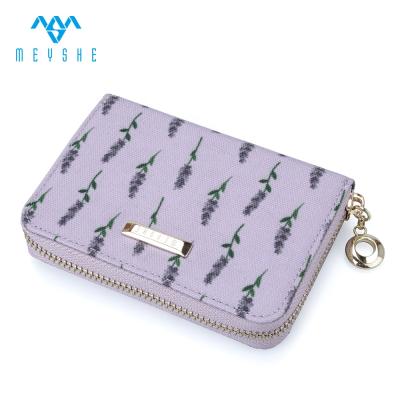 China Fancymini genuine leather rfid purple rfid sublimation women wallets small with zipper for sale