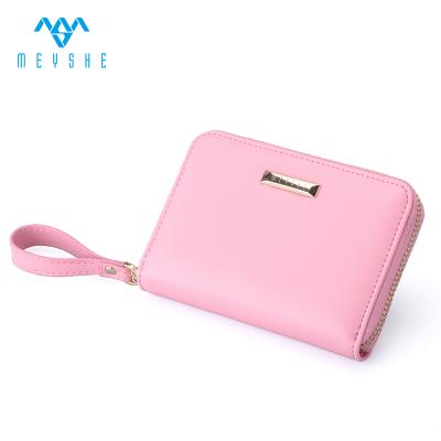 China Custom Metal NATIONAL Logo Genuine Leather Mini Kids Coin Purse Fully Opens With Zipper for sale