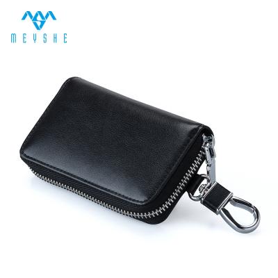 China NATIONAL Handmade Car Key Chain Holder Black Soft Genuine Leather Zipper For Men 15-18days National Embossed 3-5days 100pcs for sale