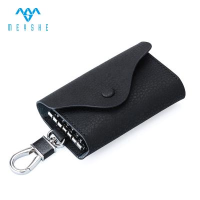 China NATIONAL Black Genuine Leather Business Men's Key Holder With Car Key Chain Key Case for sale