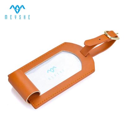 China Fashion Leather Factory PU Baggage Claim Name Card Tag Holder Custom Leather Clip for sale