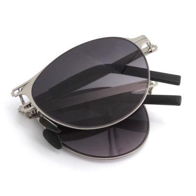 China Fashion Sunglasses Folding Sun Glass Fold Shade Men's Slim Metal Foldable Sunglasses With Box Case for sale