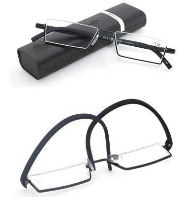 China 2020 New Ultra Light Half Rim Frame Slim Small Reading Glasses With Case for sale