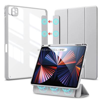 China Auto Sleep/Wake Funda For iPad Pro 12.9 Inch 2021 Acrylic Leather Trifold Stand Cover For iPad Pro 12.9 With Magnetic Detachable Pencil Holder iPad Pro 12.9 Inch 2021 Case for sale