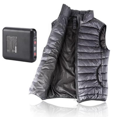 China 2022 Anti-Wrinkle Batteries Heated Sleeveless Vest Set Man Winter Warm Windproof Zipper Black Woman Zipper Vest (A Whole Battery And Vest) for sale