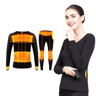 China Intelligent Anti-wrinkle Temperature Control Heated Rechargeable Thermal Clothing Suit 7.4V Electric Heating Tights Hot Thermal Suit for sale