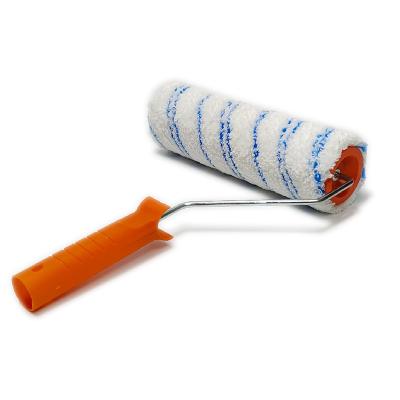 China 10 Inch Hot Selling Superfine Blue Tape Fiber Cloth Paint Orange Handle Professional Wall Paint Roller Brush for sale