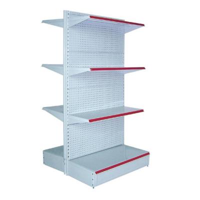 China Double Sided Metal Display Rack Gondola Shelf Grocery Retail Store Grocery Supermarket Light Medium Heavy Duty Shelves for sale