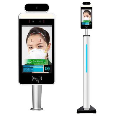 China Temperature Measurement Factory Price Floor Stand Face Recognition Card Access System 8 Inch Body Temperature Thermal Scanner for sale