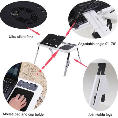 China Adjustable Folding (Height) and Lap Portable Laptop Desk with Fans for sale