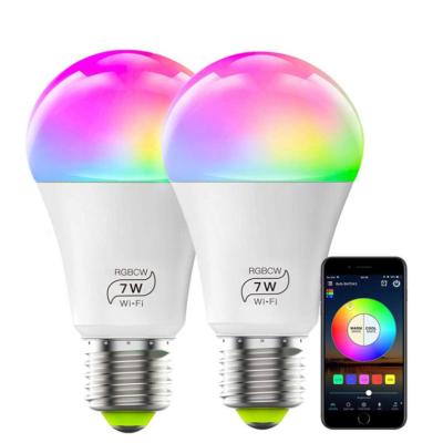 China PBT+Aluminum Smart WiFi LED bulb is multi-color, dimmable, no hub required, APP remote control household night light, can be used with Alexa for sale