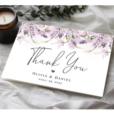 China Europe Greeting Card High Quality Luxury Gold Foil Custom Stamping Thank You Paper Card Wedding Invitation Card for sale