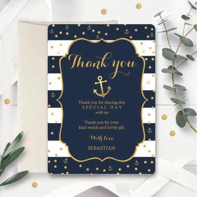 China Custom Europe Gold Foil Wedding Thank You Greeting Card Fancy Wedding Party Invitation Thank You Gift Card for sale