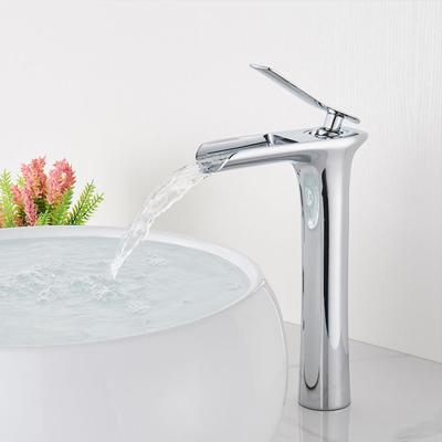 China Metered Faucets Bathroom Basin Faucet Deck Mounted Chrome Large Style Waterfall Sprinkler Hot And Cold Water Tank Mixer Tap Basin Faucet for sale