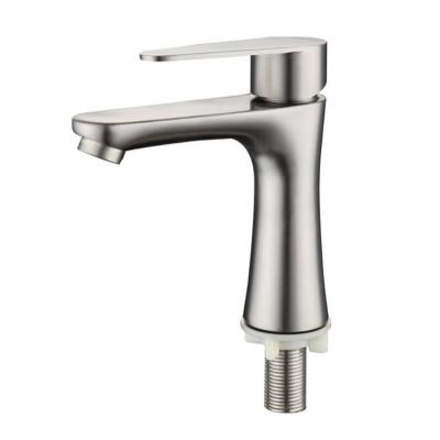 China G1/2 304 Stainless Steel Basin Faucet Single Metered Cold Deck Mounted Bathroom Single Handle Art Small Size Faucet for sale