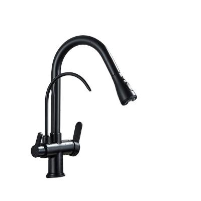 China Pull Out Spray Touch Sensor Filter Water Kitchen Faucet 2 In 1 Black Turn Off Dual Modes Sprayer Sink Faucets For Kitchen Pure Water Mixer Tap for sale