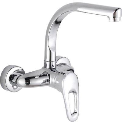 China Hot&Cold Models Chrome Brass Kitchen Faucet Taps Two Double Hole Metered Wall Mounted Water Sink Faucet Taps for sale