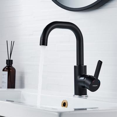 China Single Handle Crane Tap Free Rotation Basin Faucets Sense Basin Faucets Black Hot Cold Wash Mixer Tap Green Pink for sale