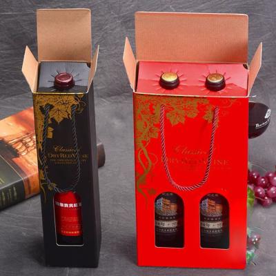 China Recycled Materials Window Handle Wine Wrapping Paper Wine Glass Packaging Custom Printing Box for sale