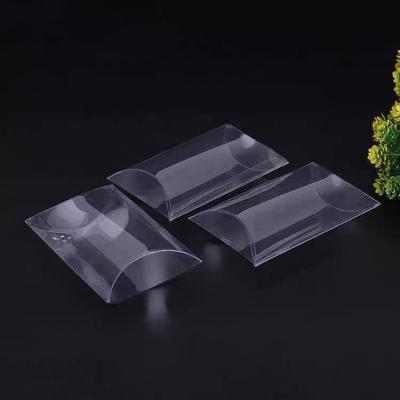 China Recycled Materials Pillow Boxes Clear Folding PVC PET Packaging 80x50x20mm Pillow Box for sale