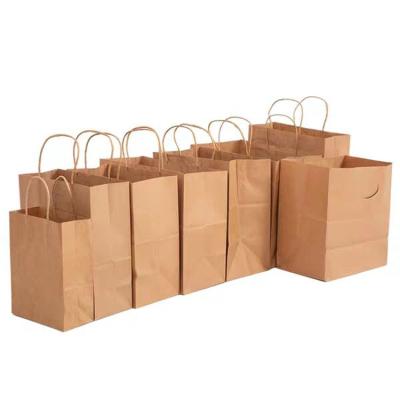 China Recyclable Kraft Paper Bag Customize Logo Clothes Paper Bag Shopping Brown Paper Bag With Handle for sale