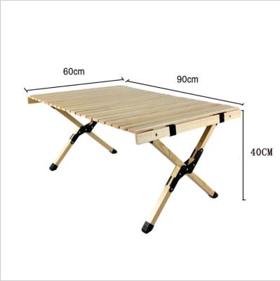 China Outdoor portable folding table beech wood table suitcase picnic egg roll easy carry camping table for sale