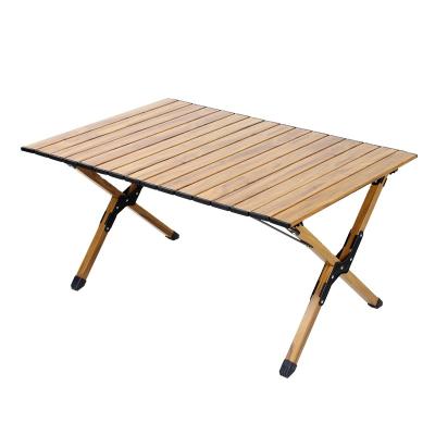 China Durable Outdoor Portable Wood Grain Camping Omelette Aluminum Folding Table for Picnic Fishing BBQ for sale