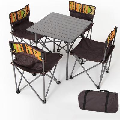 China Portable Oxford Cloth Set 5 Piece Group Folding Table And Chair Easy Carry Outdoor Camping Set for sale