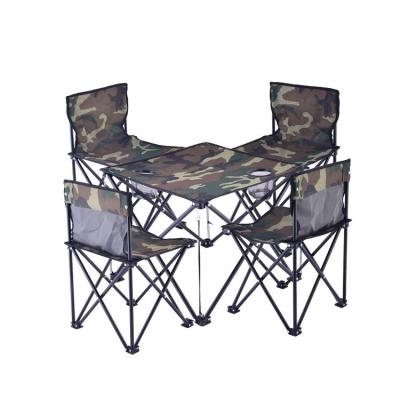 China Easy carry outdoor folding table and chair 5 piece portable storage leisure camping table and stool combo set for sale