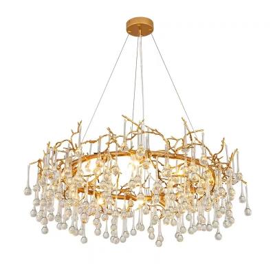 China Modern luxury brass and crystal lighting chandelier design for home decoration, lobby design for sale